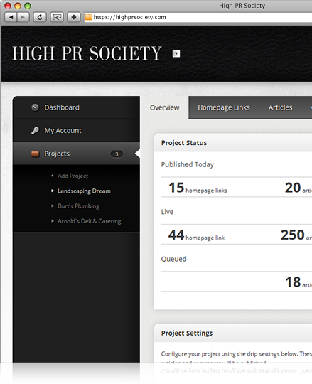 HighPRSociety.com screenshots